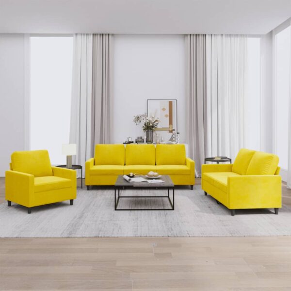 3-delige Loungeset met kussens fluweel geel