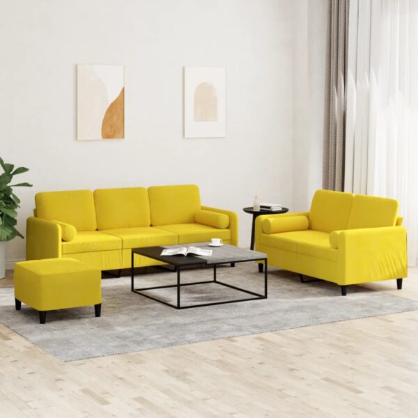 3-delige Loungeset met kussens fluweel geel