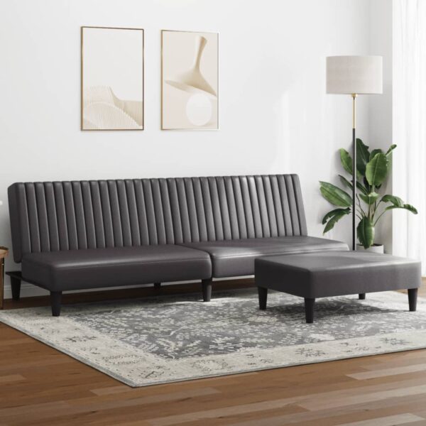 2-delige Loungeset kunstleer grijs