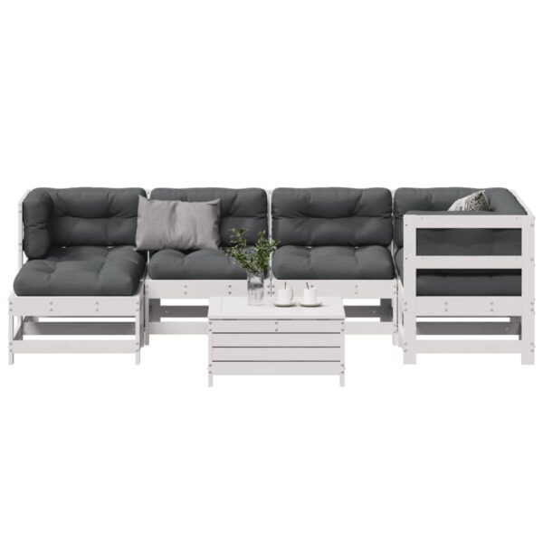 7-delige Loungeset met kussens massief grenenhout wit