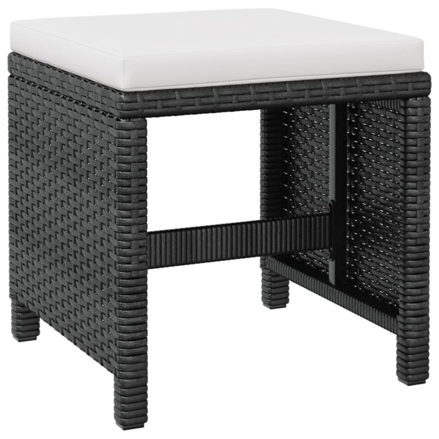 9-delige Tuinset poly rattan en acaciahout zwart - Afbeelding 7
