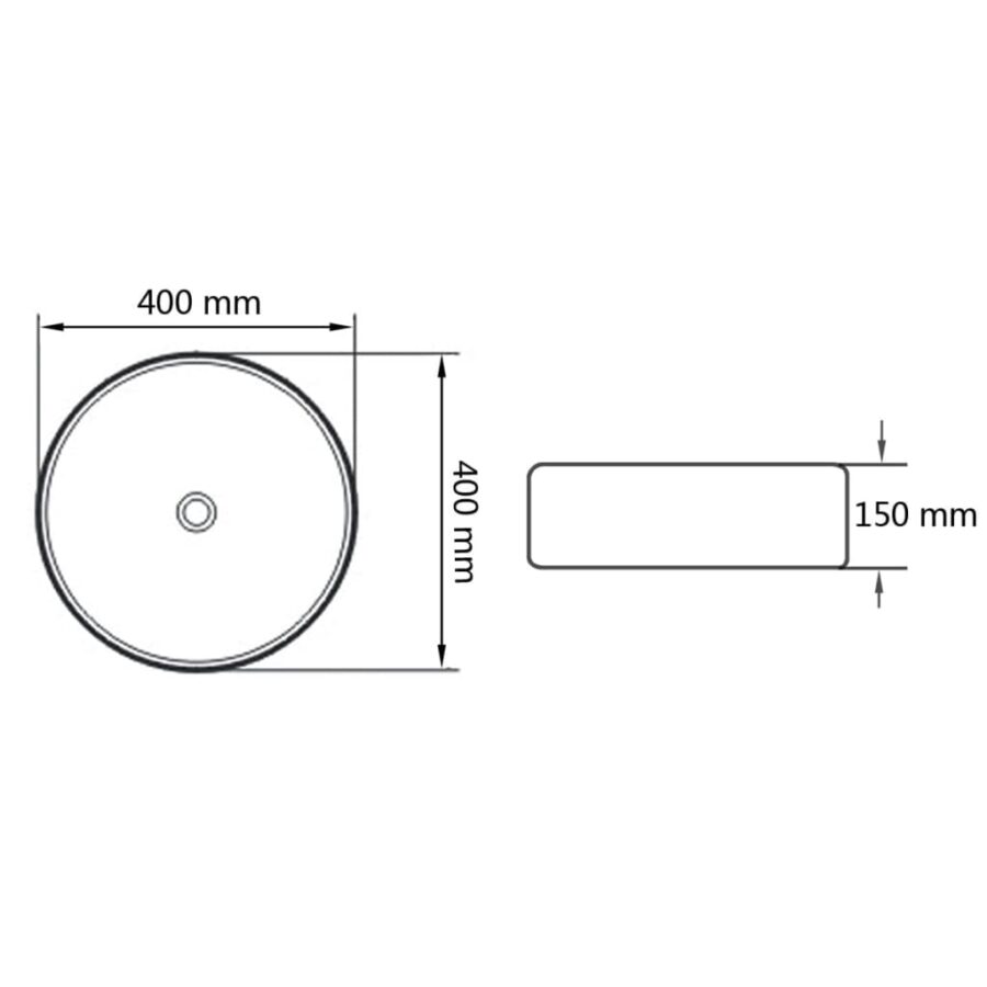 Wastafel rond wit 40x15 cm keramiek - Afbeelding 6