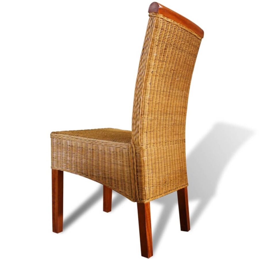 Eetkamerstoelen 2 st natuurlijk rattan bruin - Afbeelding 4