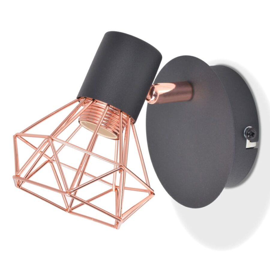 Wandlamp E14 zwart en koper 2 st - Afbeelding 2