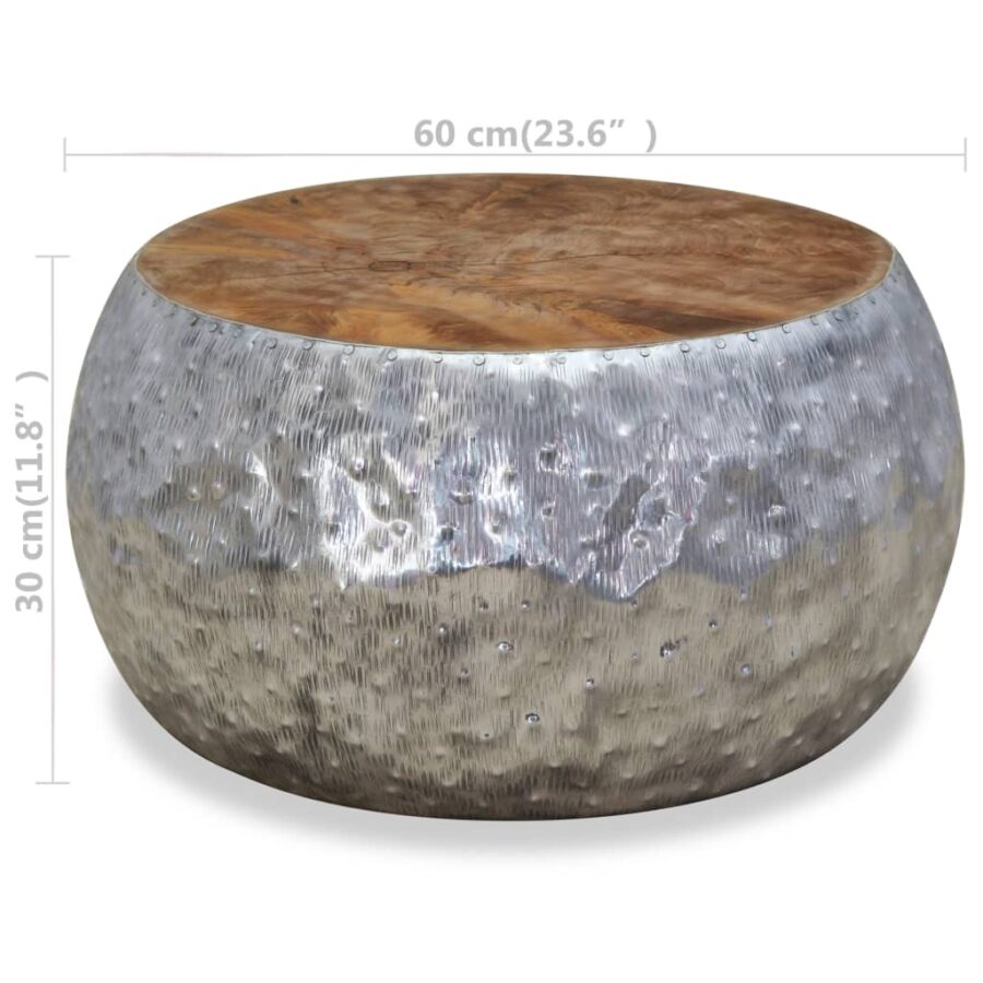 Salontafel 60x60x30 cm aluminium teakhout - Afbeelding 7