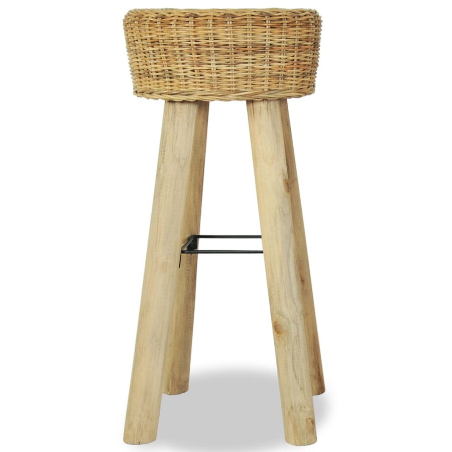 Barkrukken 2 st natuurlijk rattan - Afbeelding 2