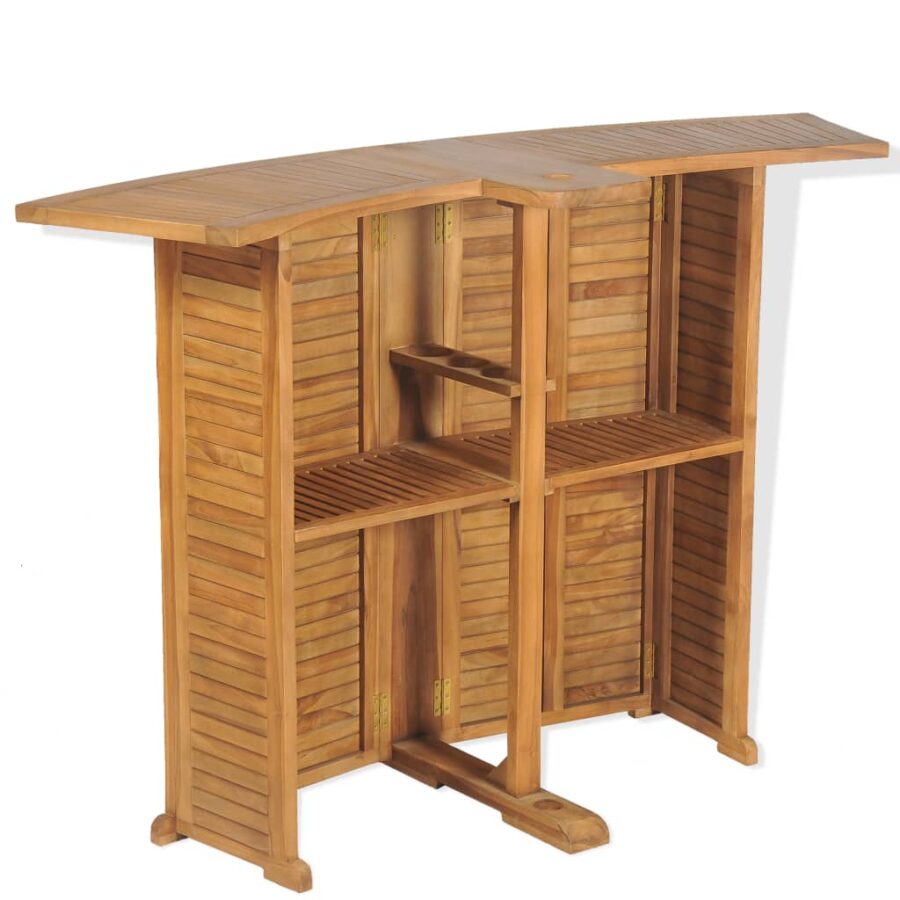 Bartafel inklapbaar 155x53x105 cm massief teakhout - Afbeelding 6