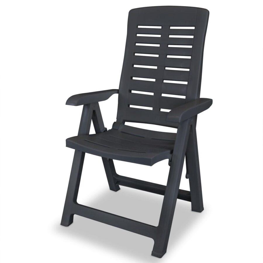 Tuinstoelen 2 st verstelbaar kunststof antracietkleurig - Afbeelding 3