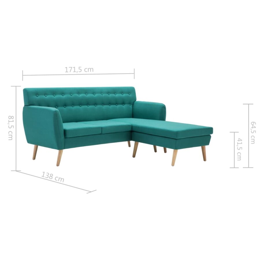 Bank L-vormig 171,5x138x81,5 cm stof groen - Afbeelding 10