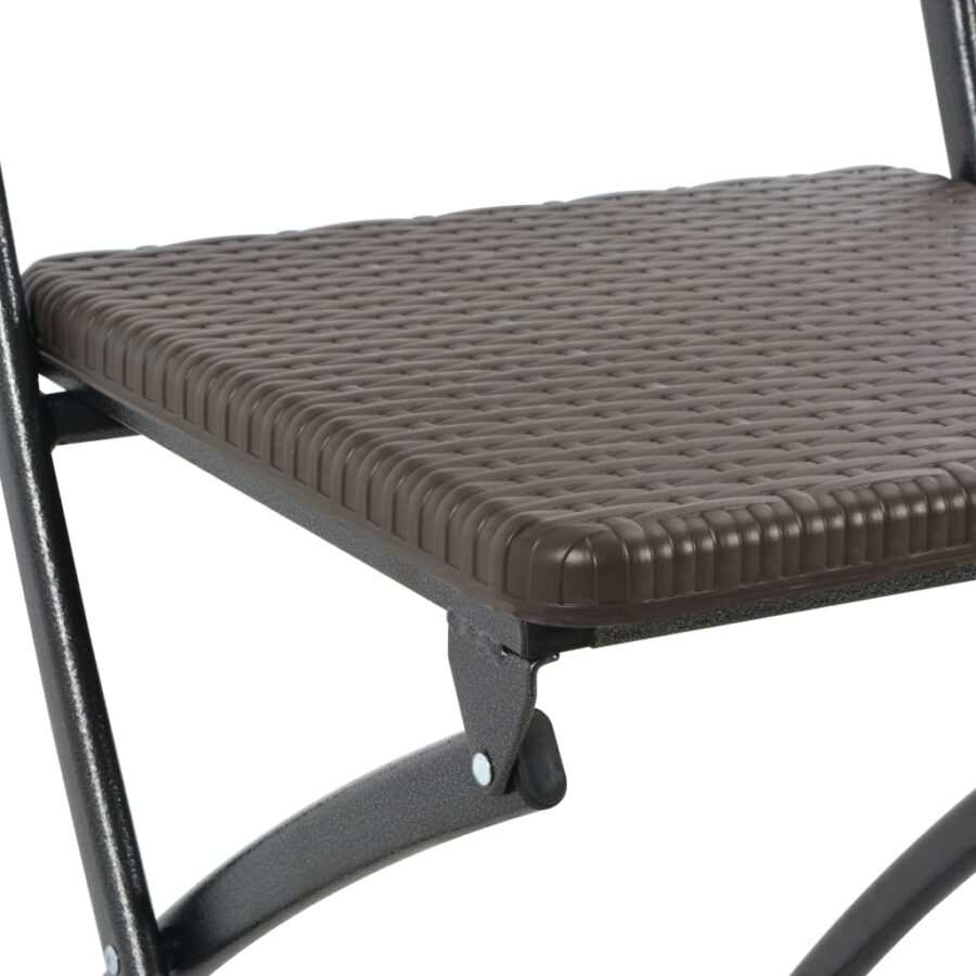 Barstoelen inklapbaar 2 st rattan look HDPE en staal bruin - Afbeelding 7