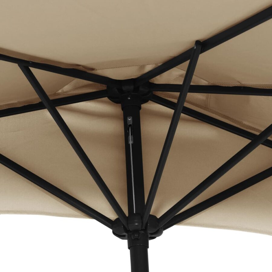 Balkonparasol half met aluminium paal 270x144 cm taupe - Afbeelding 6