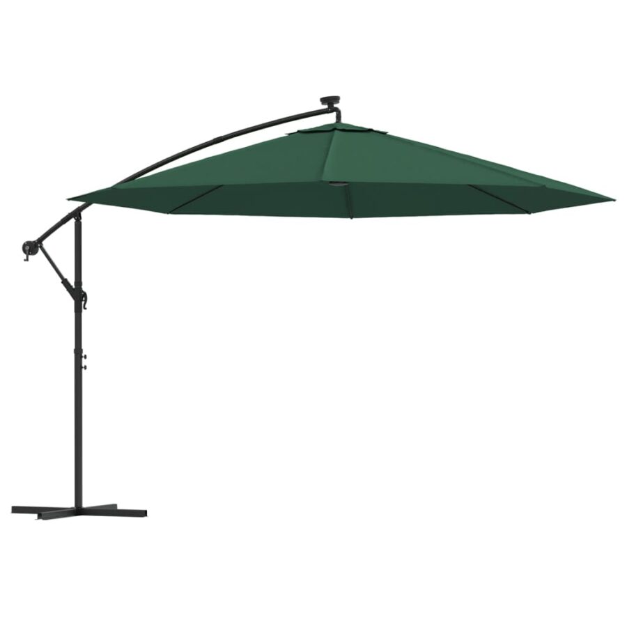 Zweefparasol met LED-verlichting en metalen paal 350 cm groen - Afbeelding 2