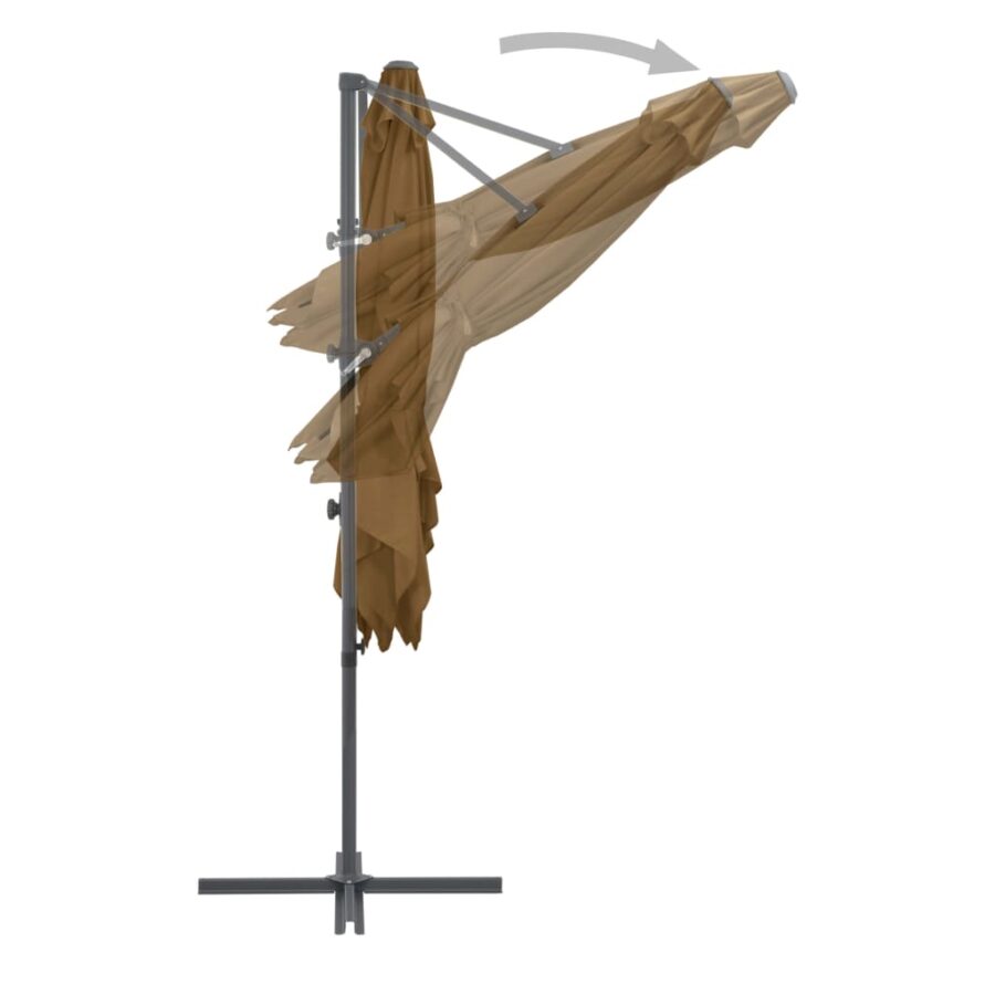 Zweefparasol met stalen paal 250x250 cm taupe - Afbeelding 5