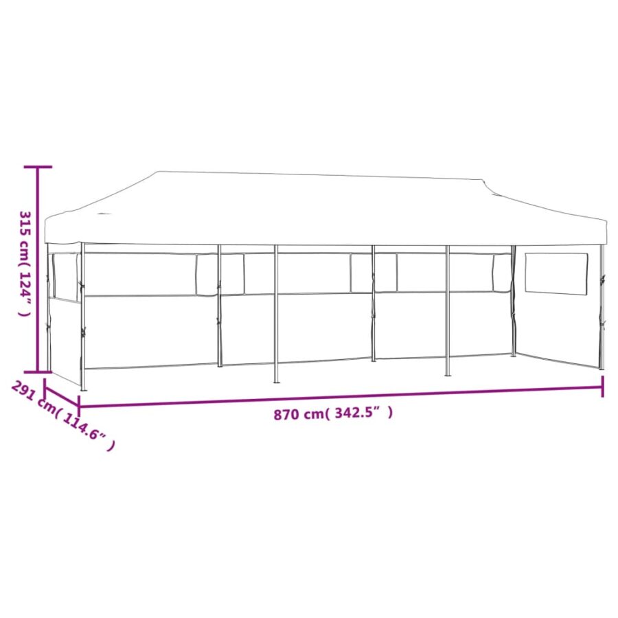 Vouwtent pop-up met 5 zijwanden 3x9 m crème - Afbeelding 10