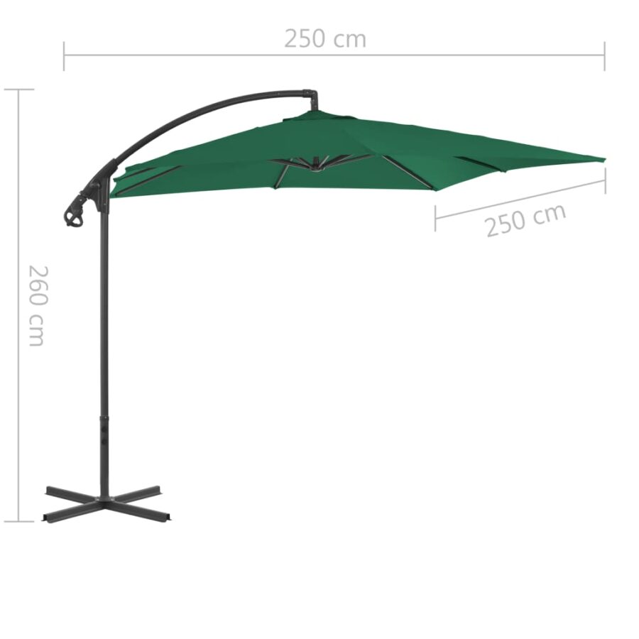 Zweefparasol met stalen paal 250x250 cm groen - Afbeelding 7