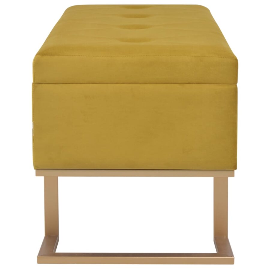 Bankje met opbergvak 105 cm fluweel mosterdkleurig - Afbeelding 4