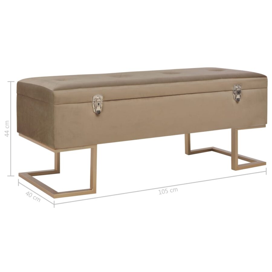 Bankje met opbergvak 105 cm fluweel beige - Afbeelding 7