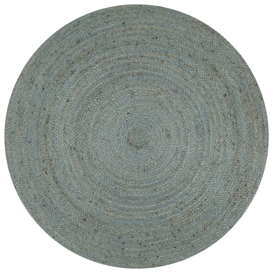 Vloerkleed handgemaakt rond 120 cm jute olijfgroen