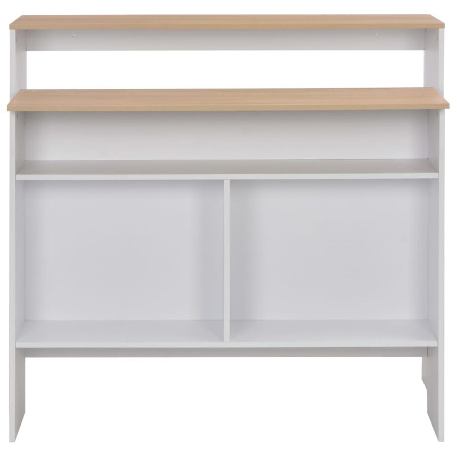 Bartafel met 2 tafelbladen 130x40x120 cm wit en eikenkleurig - Afbeelding 5