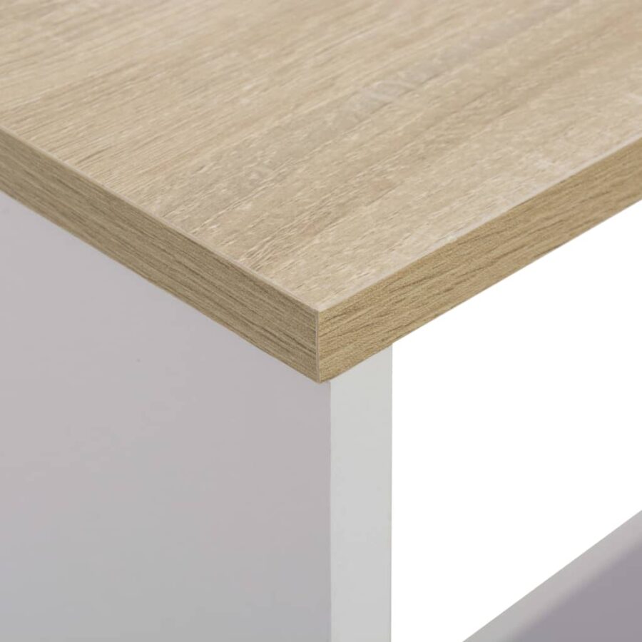Bartafel met 2 tafelbladen 130x40x120 cm wit en eikenkleurig - Afbeelding 9