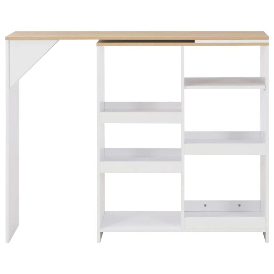 Bartafel met verplaatsbaar schap 138x39x110 cm wit - Afbeelding 2