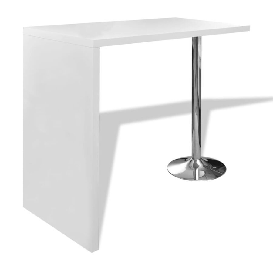 Bartafel met 1 stalen poot MDF hoogglans wit - Afbeelding 2