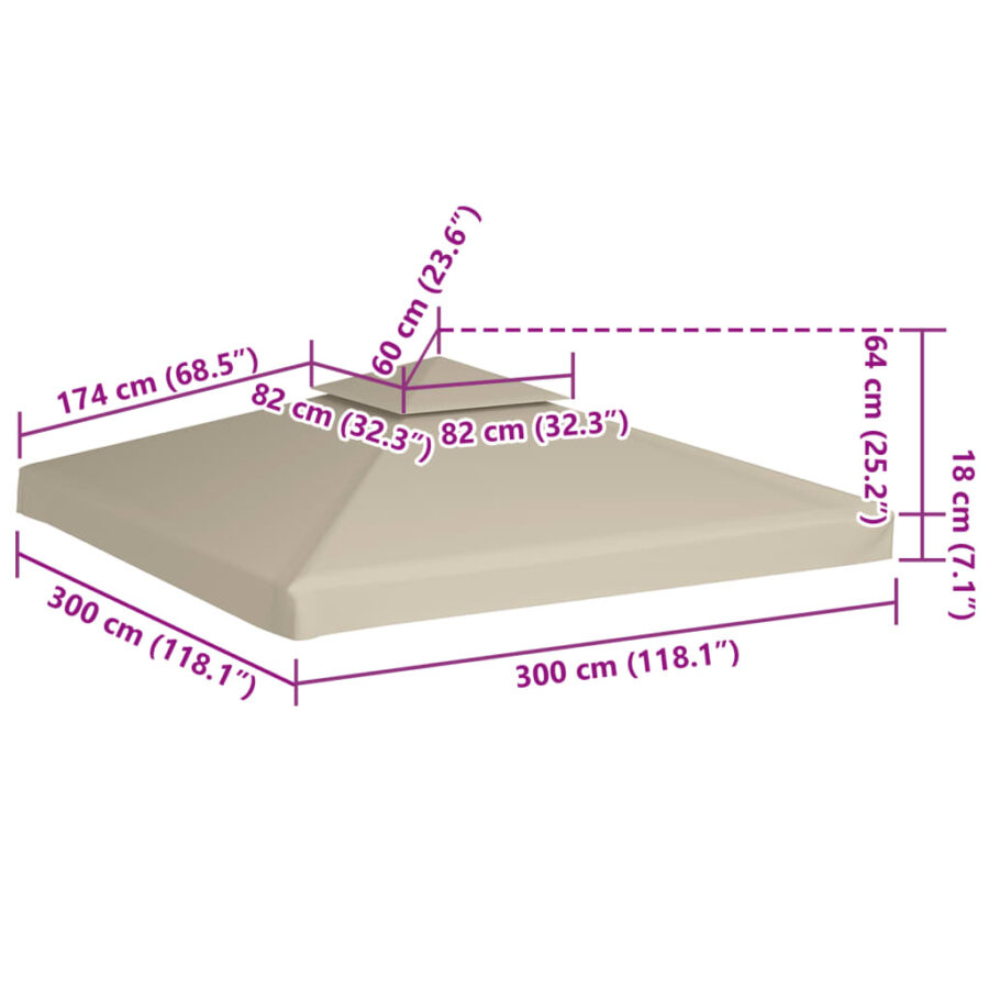 Vervangend tentdoek prieel 310 g/m² 3x3 m beige - Afbeelding 6