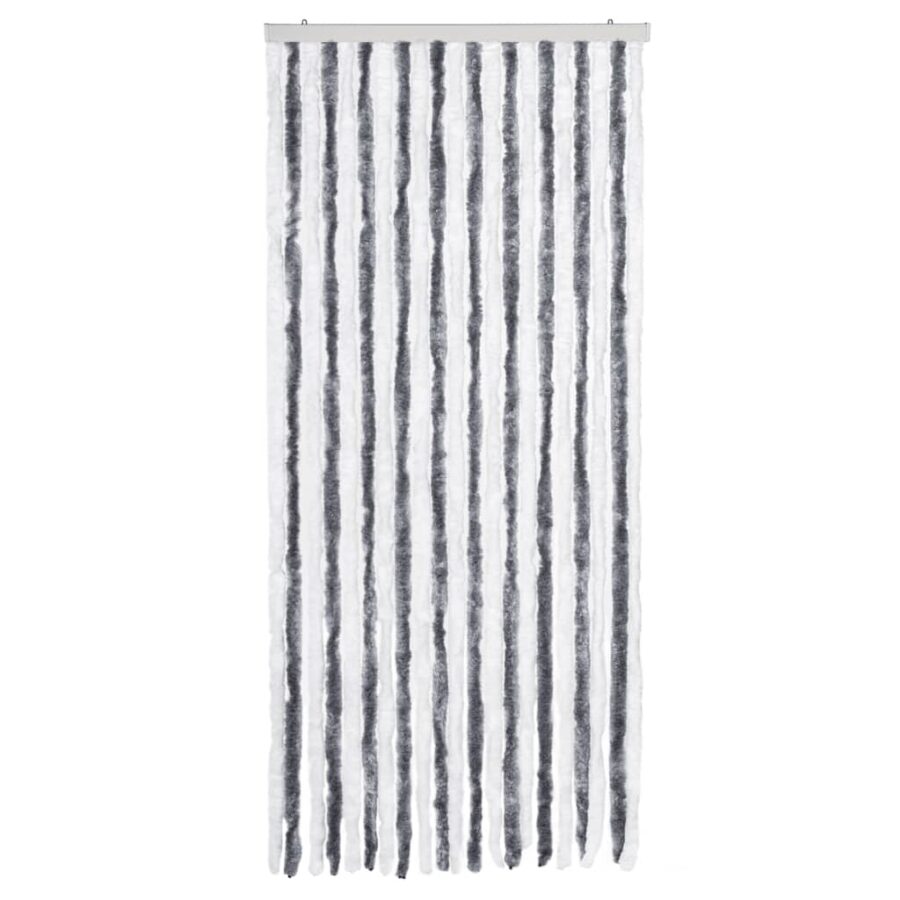 Vliegengordijn 90x220 cm chenille grijs en wit - Afbeelding 3