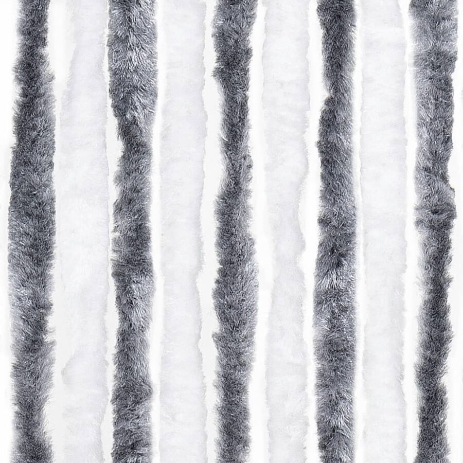 Vliegengordijn 90x220 cm chenille grijs en wit - Afbeelding 6
