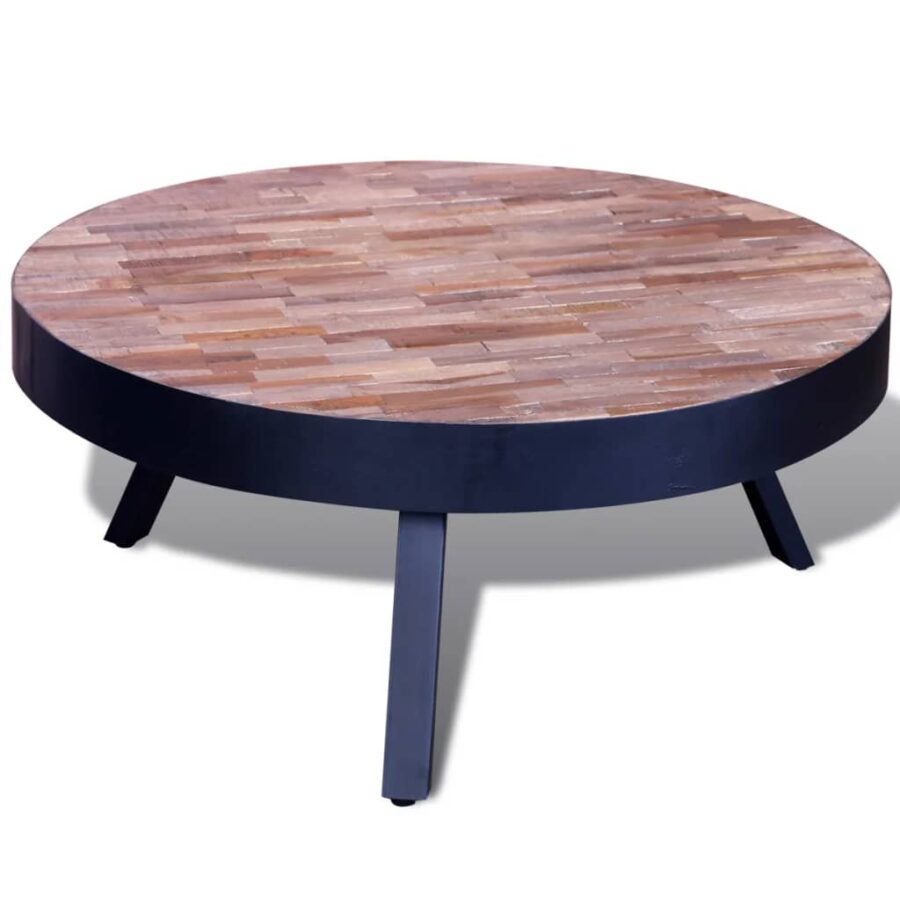 Salontafel rond gerecycled teakhout - Afbeelding 4