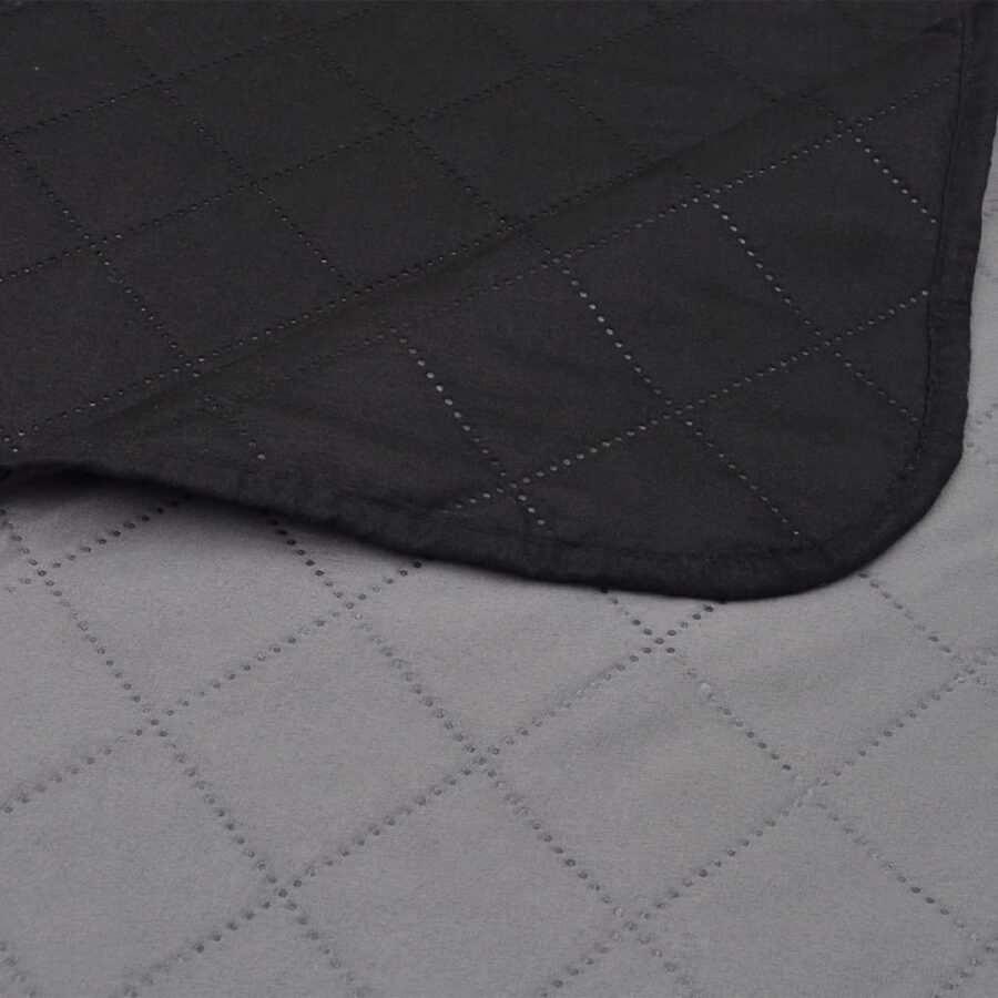 Bedsprei gewatteerd dubbelzijdig 170x210 cm zwart/grijs - Afbeelding 4