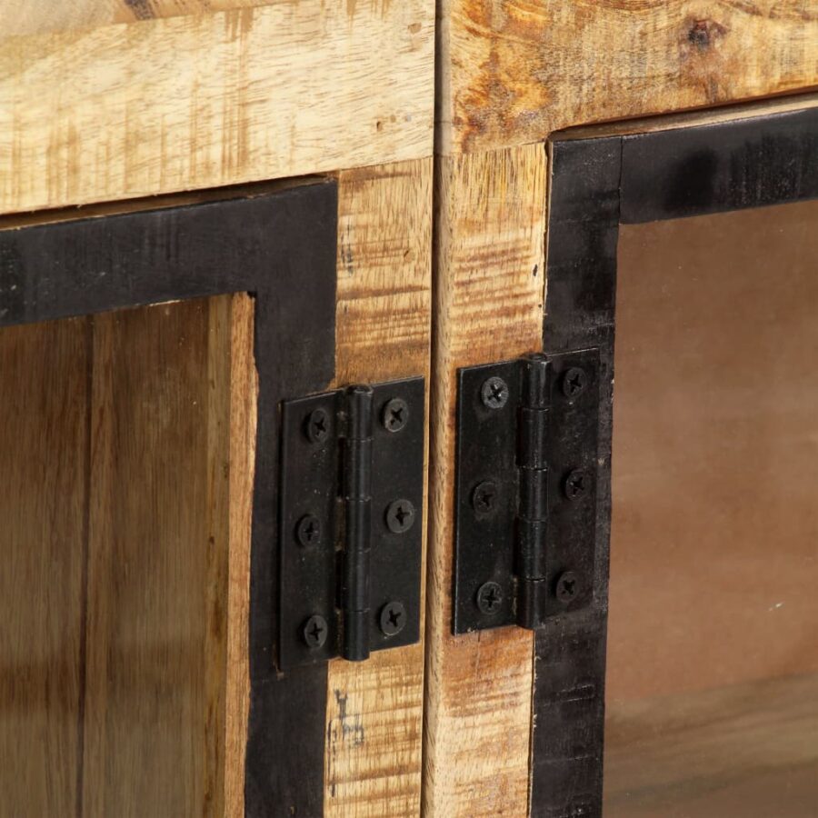 Dressoir 160x30x80 cm massief ruw mangohout bruin en zwart - Afbeelding 6
