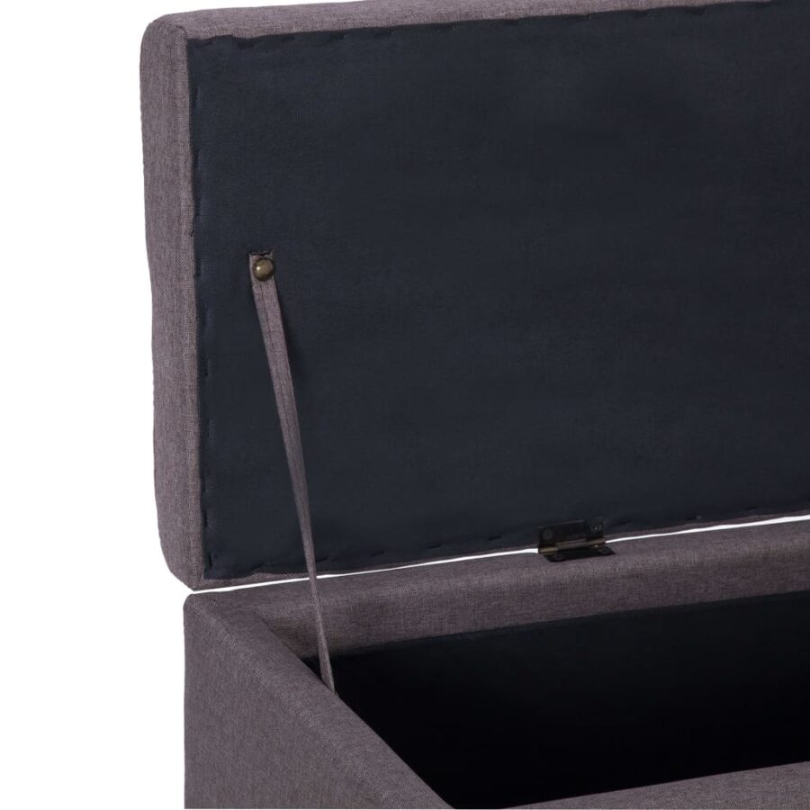 Bankje met opbergvak 116 cm polyester taupe - Afbeelding 6