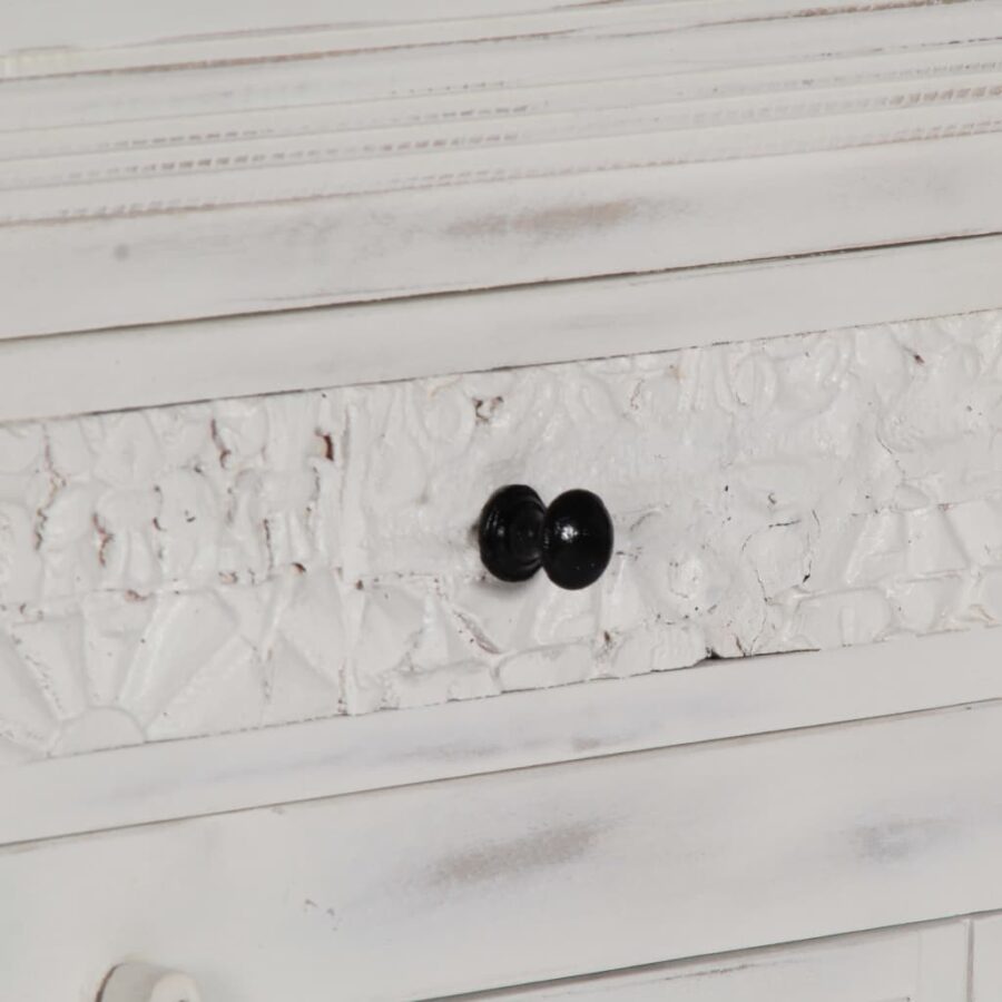 Dressoir 140x40x74 cm massief mangohout wit - Afbeelding 6