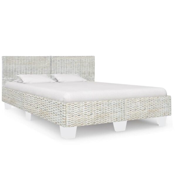 Bedframe natuurlijk rattan grijs 140x200 cm
