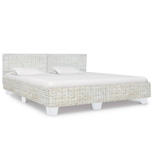 Bedframe natuurlijk rattan grijs 180x200 cm