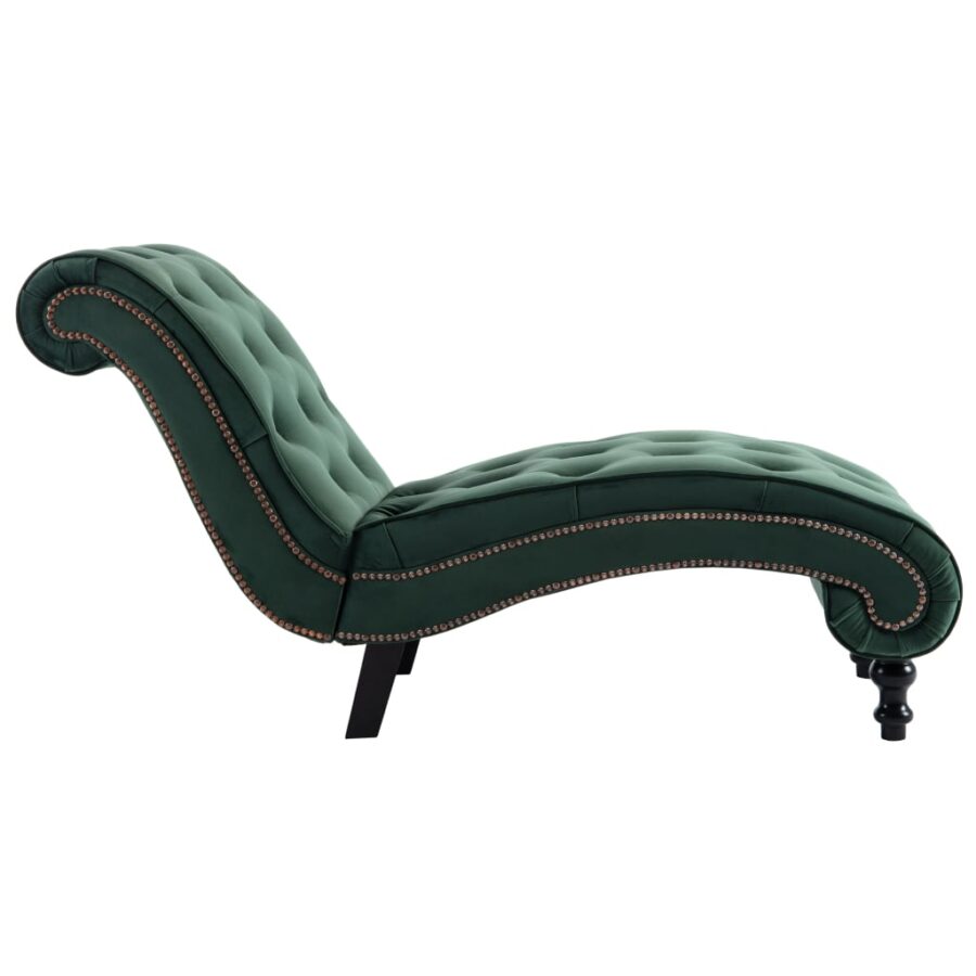Chaise longue fluweel groen - Afbeelding 4