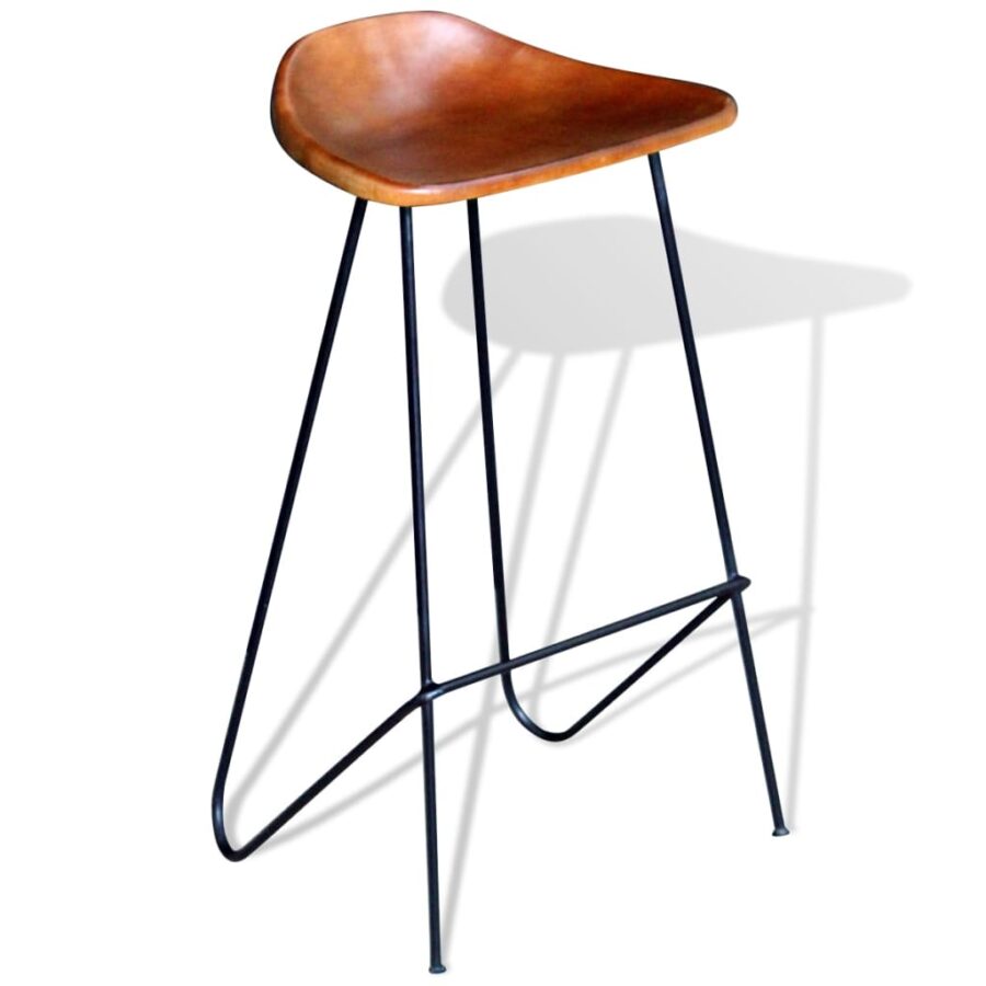 Barstoelen 6 st echt leer bruin - Afbeelding 2