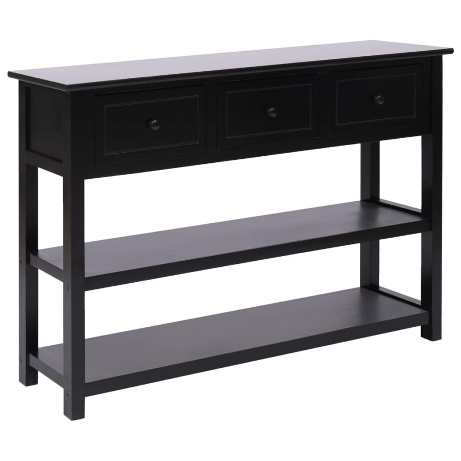 Dressoir 115x30x76 cm hout zwart - Afbeelding 2