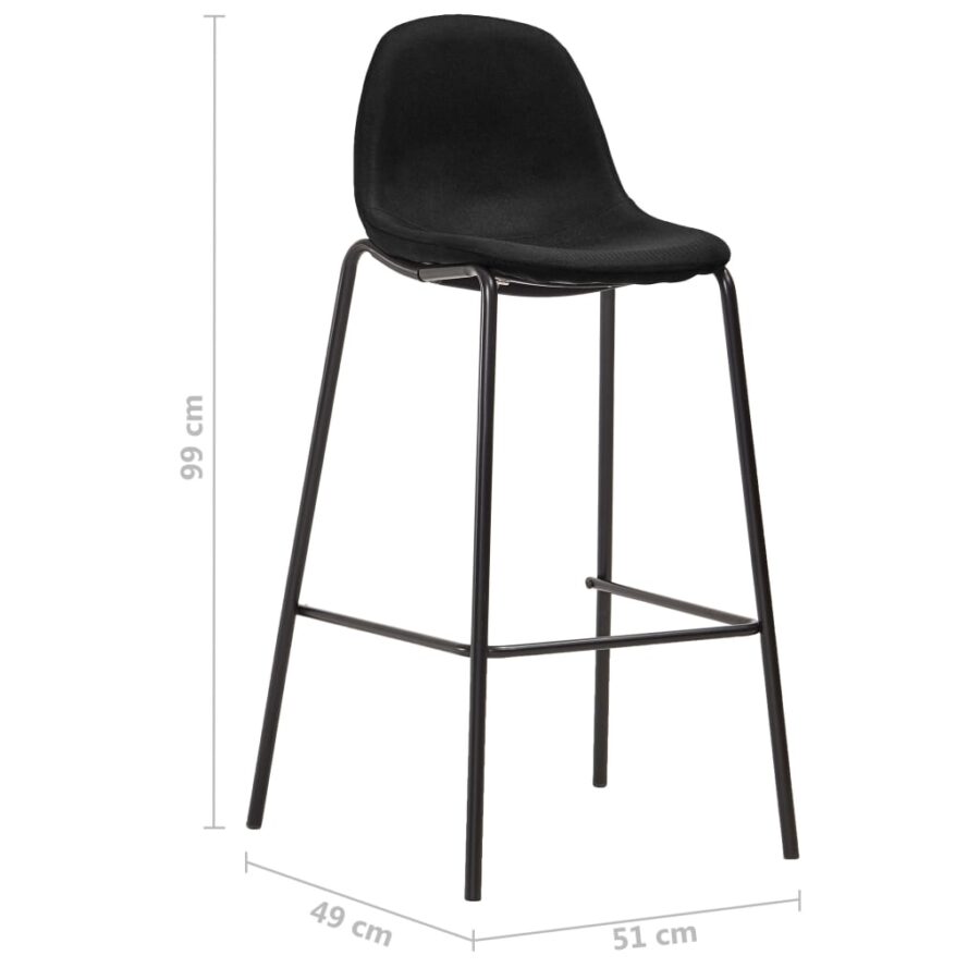 Barstoelen 4 st stof zwart - Afbeelding 7