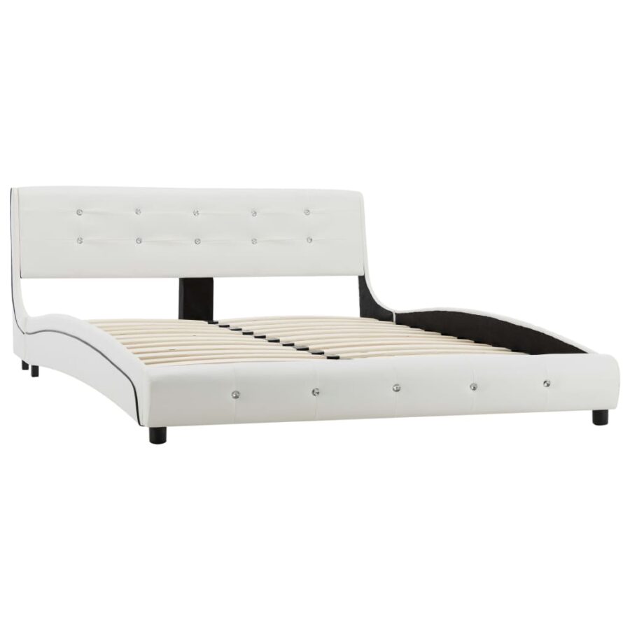 Bed met matras kunstleer wit 140x200 cm - Afbeelding 3