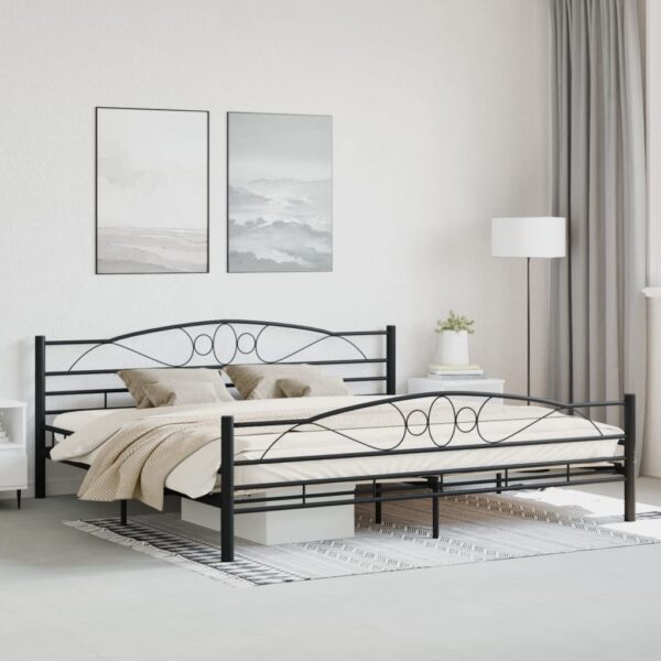 Bedframe staal zwart 200x200 cm