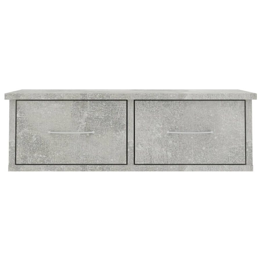 Wandschap met lades 60x26x18,5 cm bewerkt hout betongrijs - Afbeelding 4