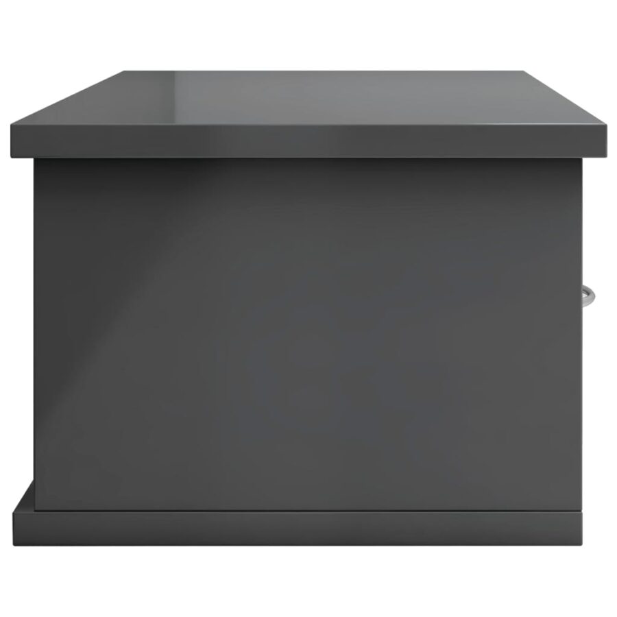 Wandschap met lades 60x26x18,5 cm bewerkt hout hoogglans grijs - Afbeelding 5