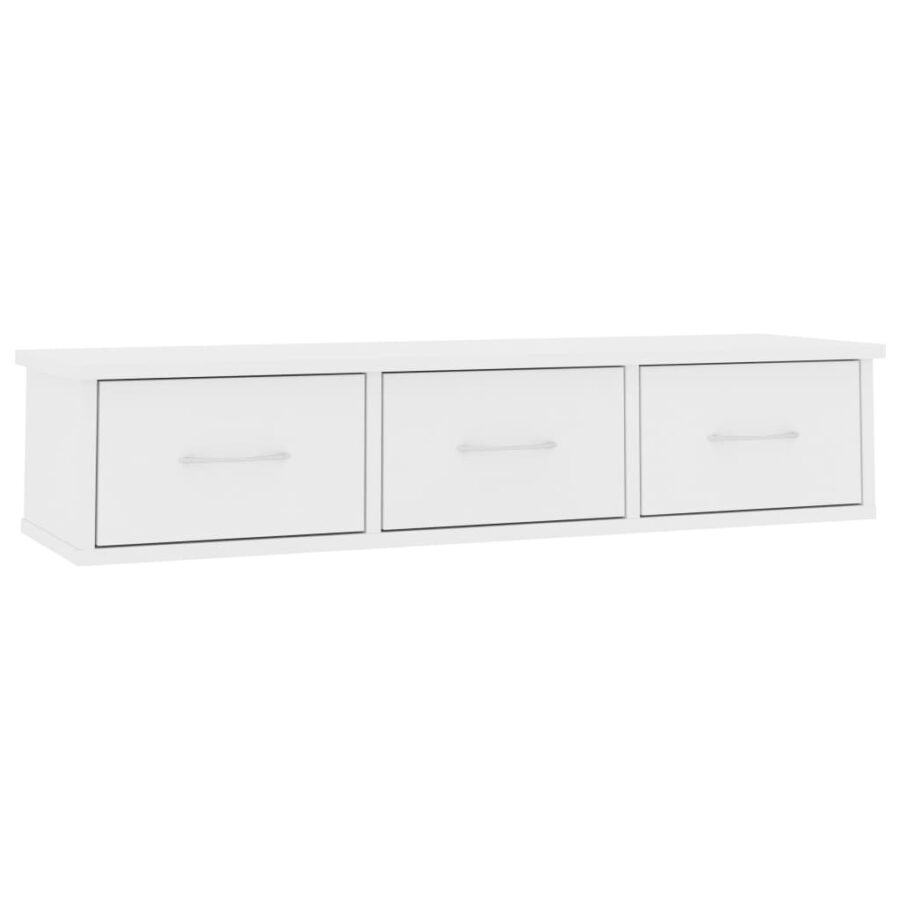 Wandschap met lades 88x26x18,5 cm bewerkt hout wit - Afbeelding 2
