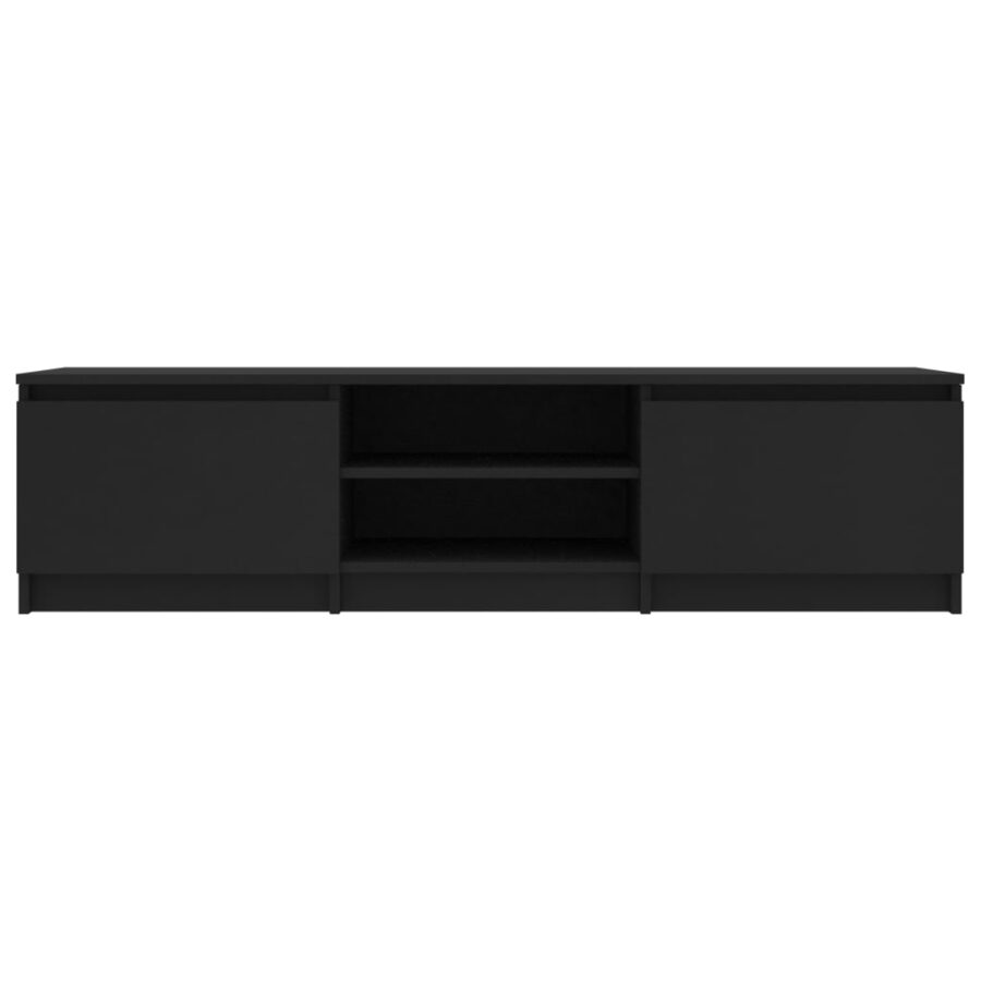 Tv-meubel 140x40x35,5 cm bewerkt hout zwart - Afbeelding 4