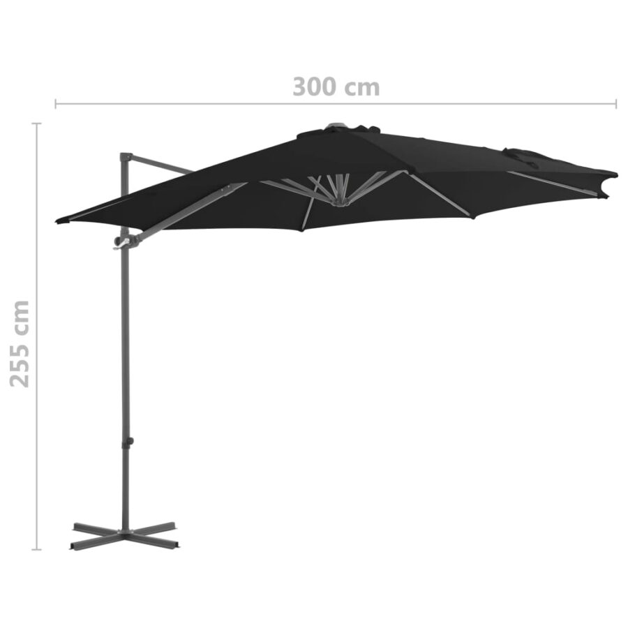 Zweefparasol met stalen paal 300 cm zwart - Afbeelding 9