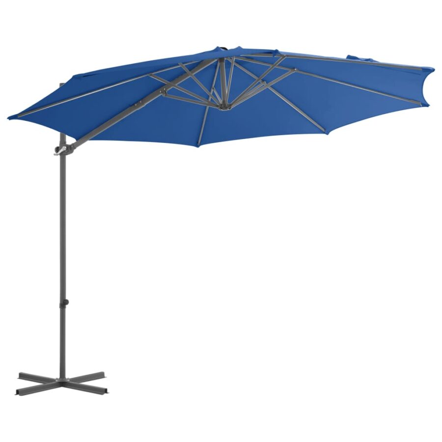 Zweefparasol met stalen paal 300 cm azuurblauw - Afbeelding 2