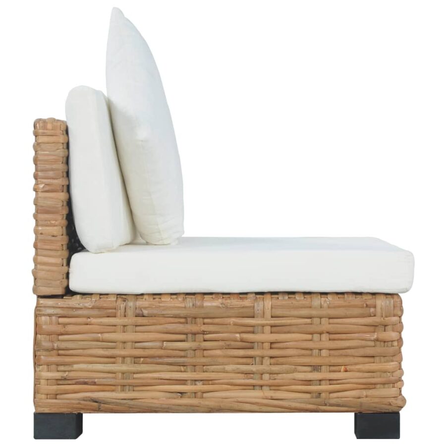 Bank zonder armleuning met kussens natuurlijk rattan - Afbeelding 3