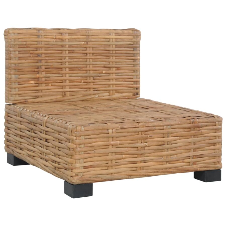 Bank zonder armleuning met kussens natuurlijk rattan - Afbeelding 5